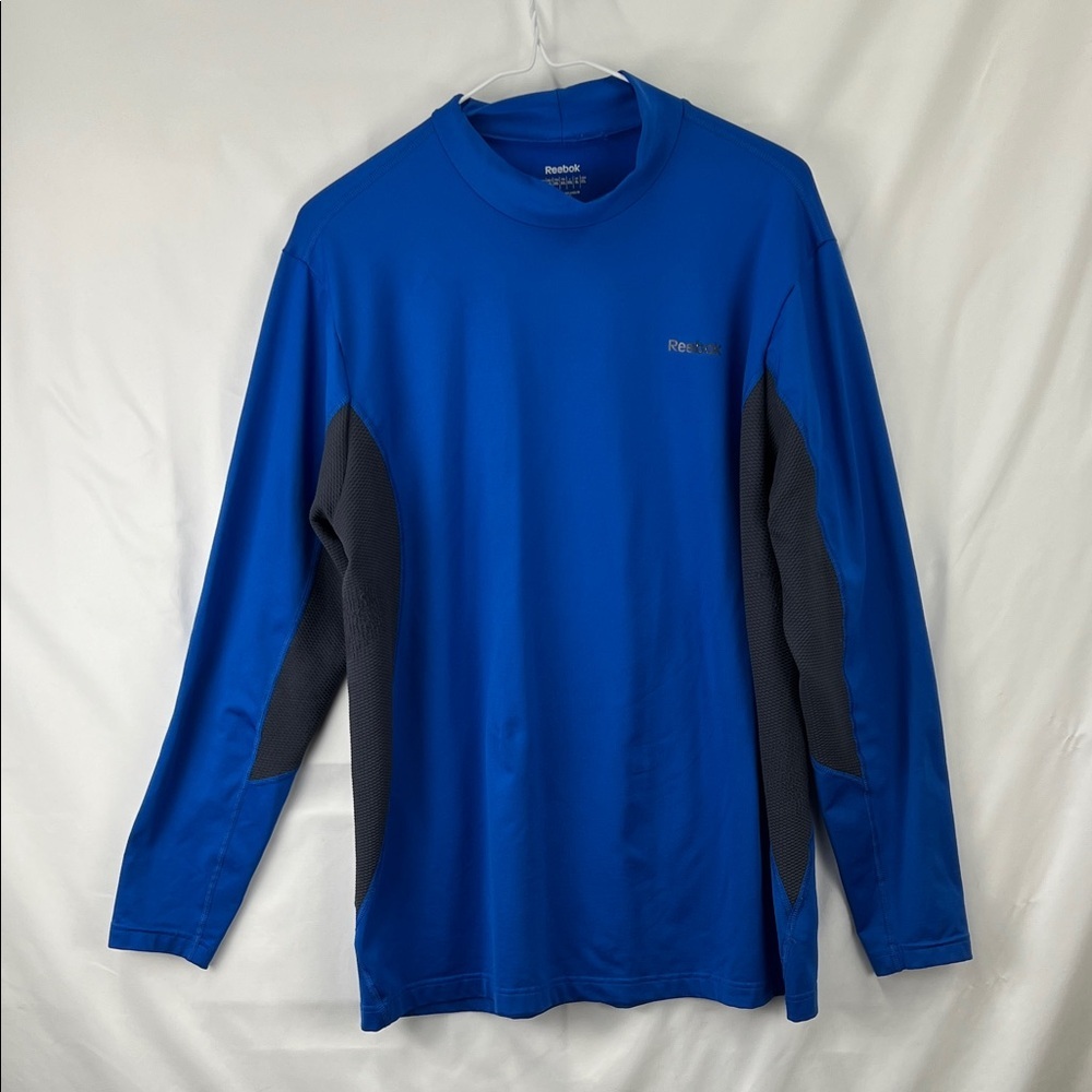 Reebok - Men’s Long Sleeve Shirt - XL - Royal Blue and Charcoal Gray